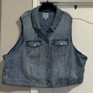 Torrid Button Sleeveless Down Light Wash Denim Vest Size 6 (Size 30)